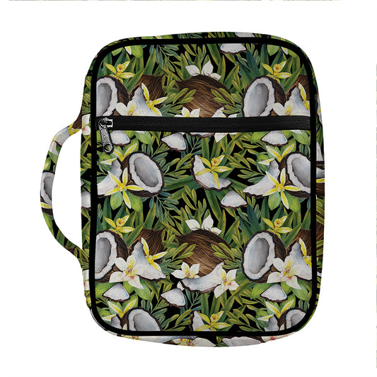 Vanilla Flower And Coconut Pattern Print Front Pocket Bible Bag