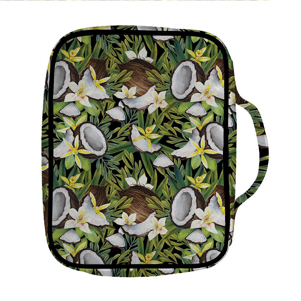 Vanilla Flower And Coconut Pattern Print Front Pocket Bible Bag