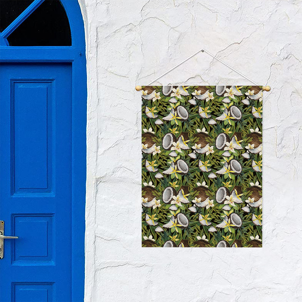 Vanilla Flower And Coconut Pattern Print Garden Flag