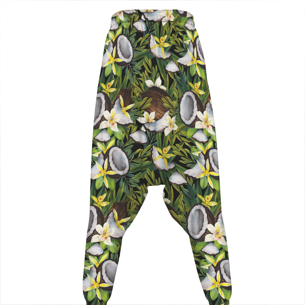 Vanilla Flower And Coconut Pattern Print Hammer Pants