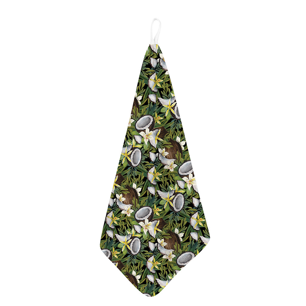 Vanilla Flower And Coconut Pattern Print Hand Towel