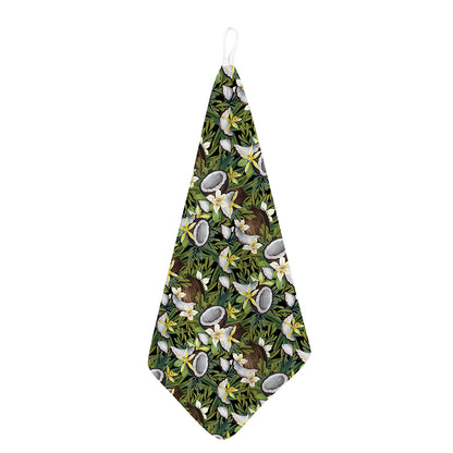 Vanilla Flower And Coconut Pattern Print Hand Towel