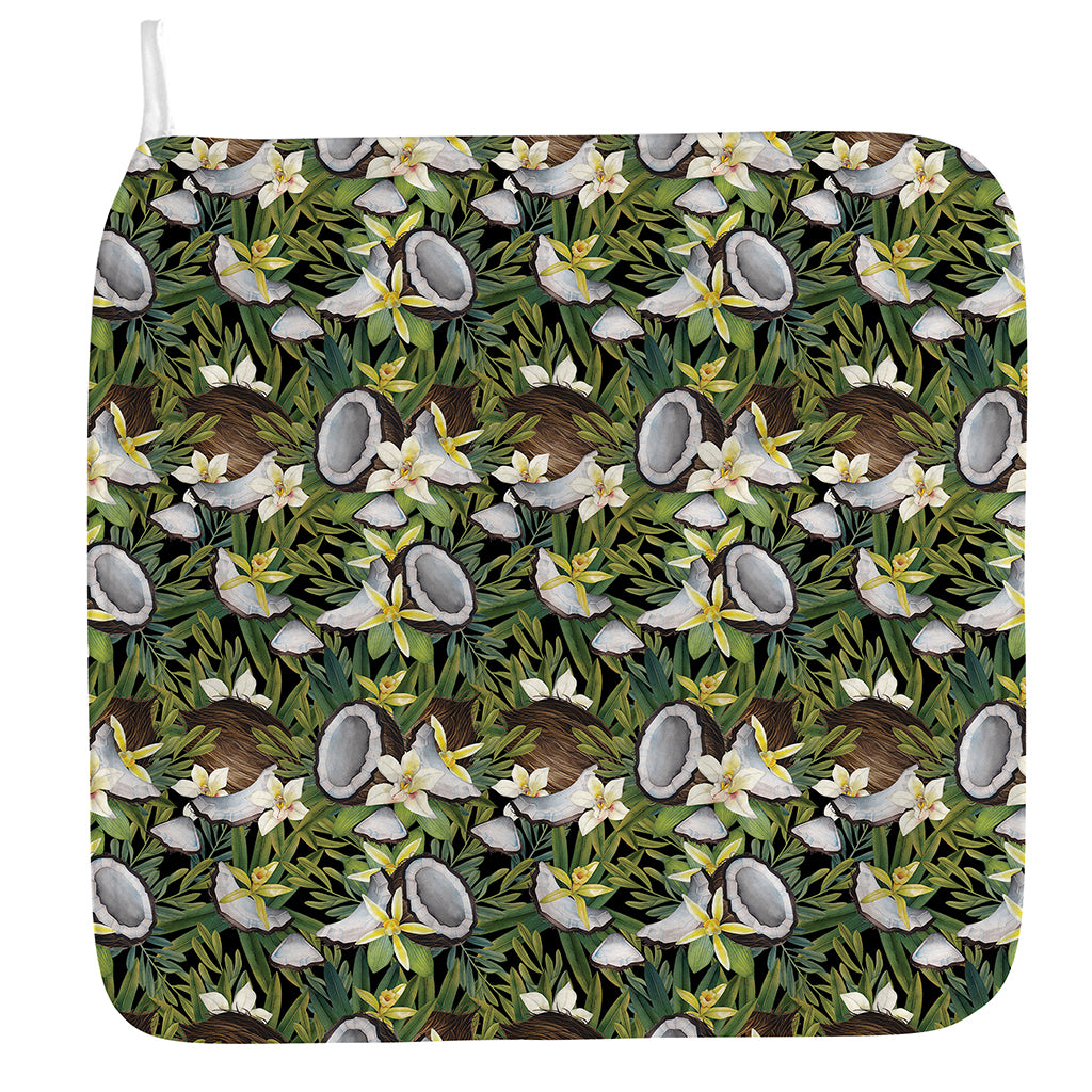 Vanilla Flower And Coconut Pattern Print Hand Towel
