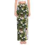 Vanilla Flower And Coconut Pattern Print High Slit Maxi Skirt