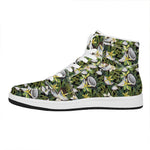Vanilla Flower And Coconut Pattern Print High Top Leather Sneakers