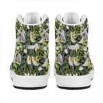 Vanilla Flower And Coconut Pattern Print High Top Leather Sneakers