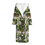 Vanilla Flower And Coconut Pattern Print Hooded Bathrobe
