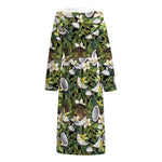 Vanilla Flower And Coconut Pattern Print Hooded Bathrobe