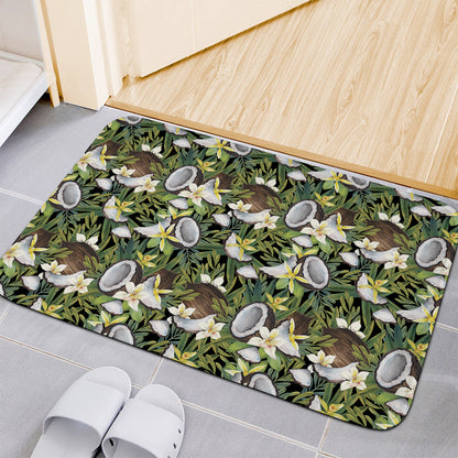 Vanilla Flower And Coconut Pattern Print Indoor Door Mat