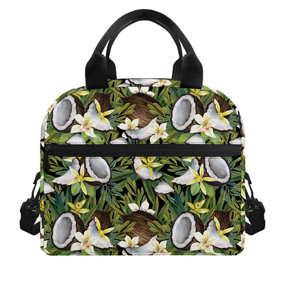 Vanilla Flower And Coconut Pattern Print Insulated Lunch Bag