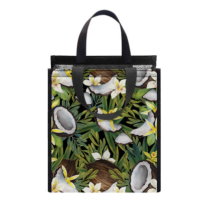 Vanilla Flower And Coconut Pattern Print Insulated Lunch Tote