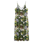 Vanilla Flower And Coconut Pattern Print Jersey Midi Cami Dress