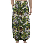 Vanilla Flower And Coconut Pattern Print Lantern Pants