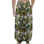 Vanilla Flower And Coconut Pattern Print Lantern Pants