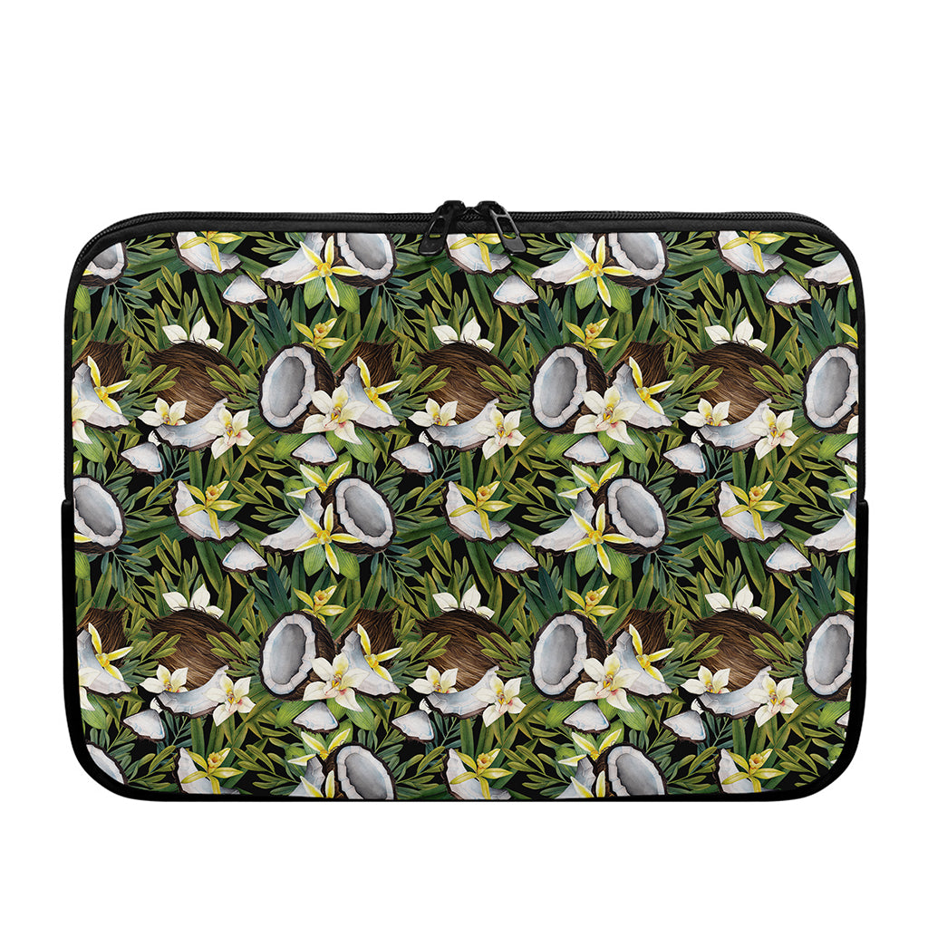 Vanilla Flower And Coconut Pattern Print Laptop Sleeve