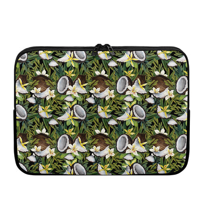 Vanilla Flower And Coconut Pattern Print Laptop Sleeve