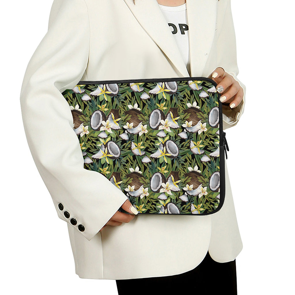Vanilla Flower And Coconut Pattern Print Laptop Sleeve