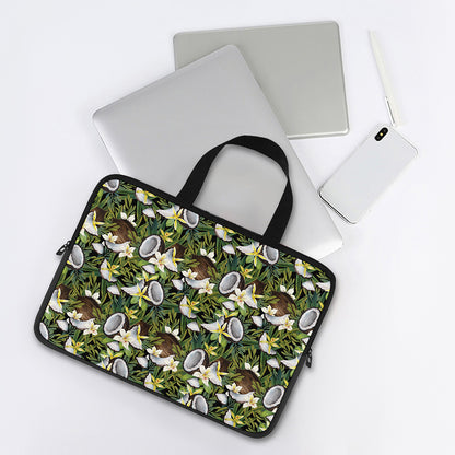 Vanilla Flower And Coconut Pattern Print Laptop Sleeve With Handle