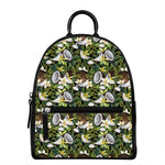 Vanilla Flower And Coconut Pattern Print Leather Backpack