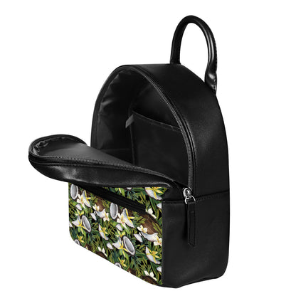 Vanilla Flower And Coconut Pattern Print Leather Backpack