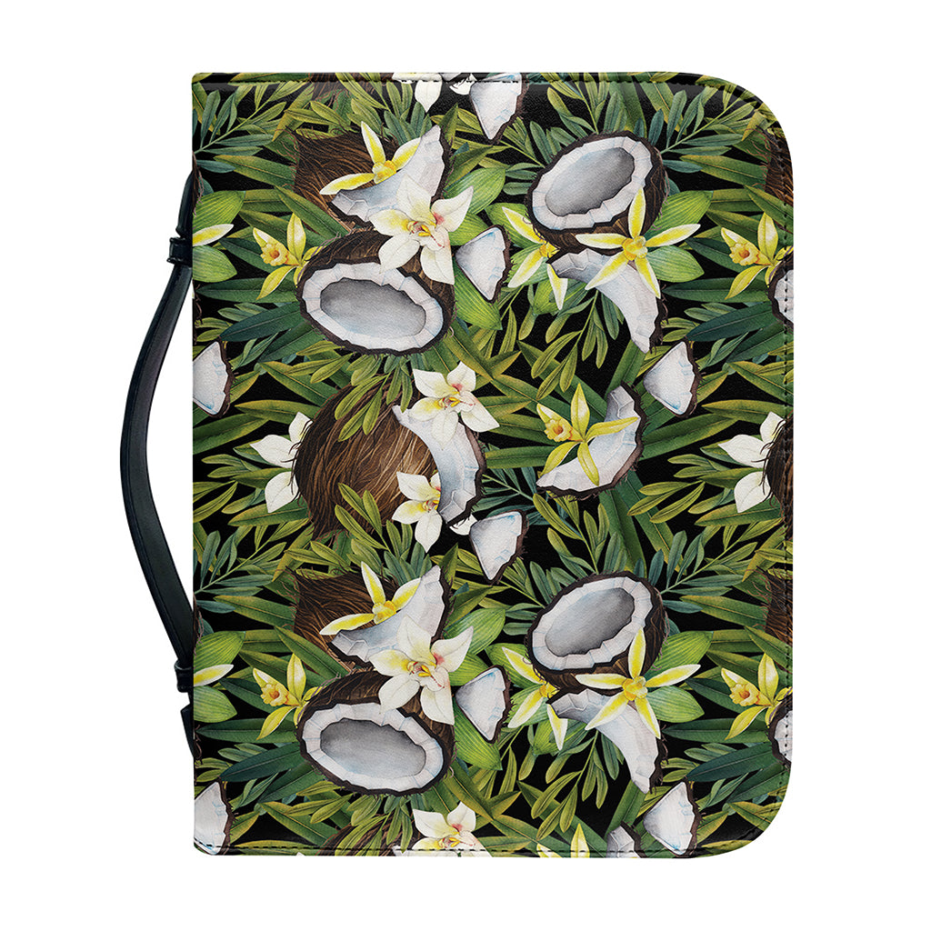 Vanilla Flower And Coconut Pattern Print Leather Bible Cover