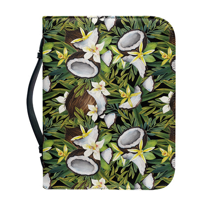 Vanilla Flower And Coconut Pattern Print Leather Bible Cover