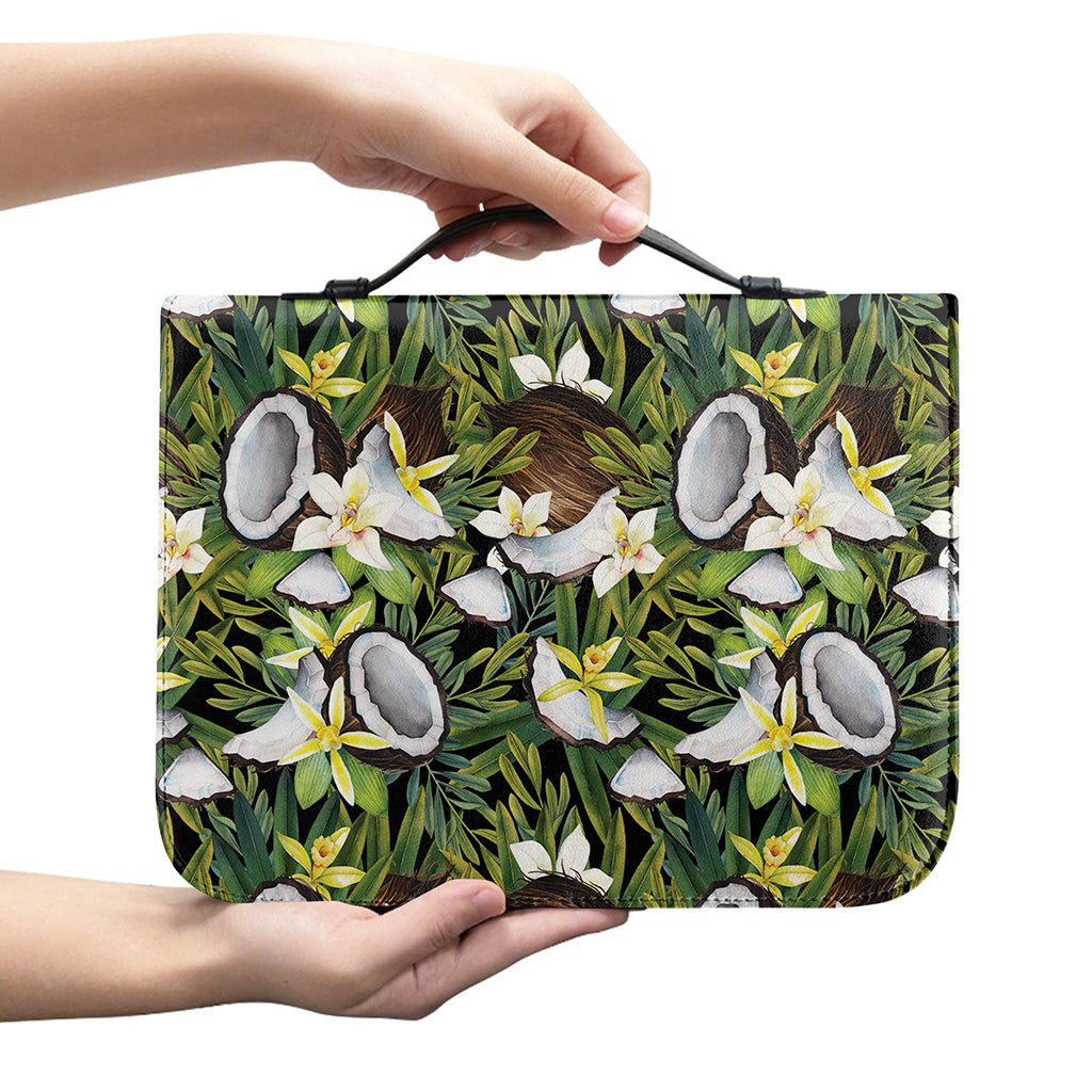 Vanilla Flower And Coconut Pattern Print Leather Bible Cover