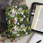 Vanilla Flower And Coconut Pattern Print Leather Bible Cover