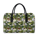Vanilla Flower And Coconut Pattern Print Leather Duffle Bag