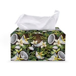 Vanilla Flower And Coconut Pattern Print Leather Tissue Box Cover