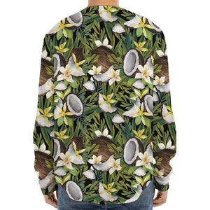 Vanilla Flower And Coconut Pattern Print Long Sleeve Baseball Jersey