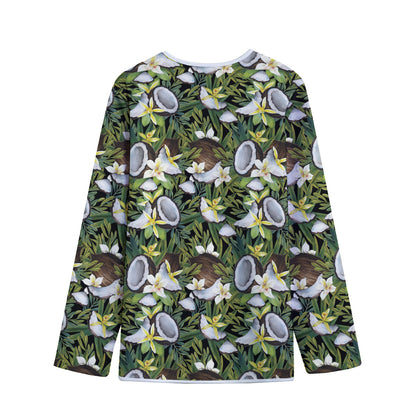 Vanilla Flower And Coconut Pattern Print Long Sleeve Short Coat