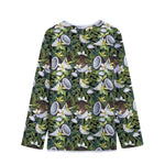 Vanilla Flower And Coconut Pattern Print Long Sleeve Short Coat
