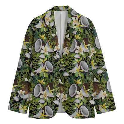 Vanilla Flower And Coconut Pattern Print Men's Blazer
