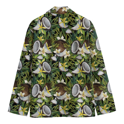 Vanilla Flower And Coconut Pattern Print Men's Blazer