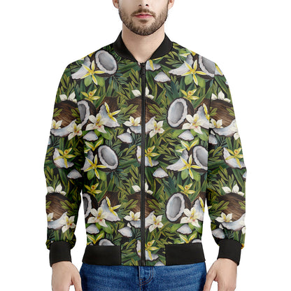 Vanilla Flower And Coconut Pattern Print Men's Bomber Jacket