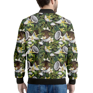 Vanilla Flower And Coconut Pattern Print Men's Bomber Jacket