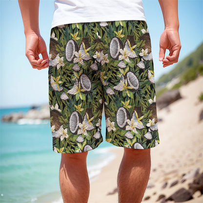 Vanilla Flower And Coconut Pattern Print Men's Cargo Shorts