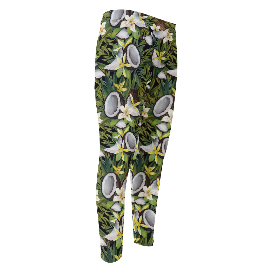 Vanilla Flower And Coconut Pattern Print Men's Compression Pants