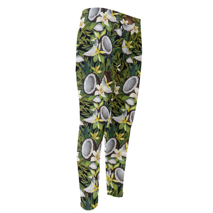 Vanilla Flower And Coconut Pattern Print Men's Compression Pants