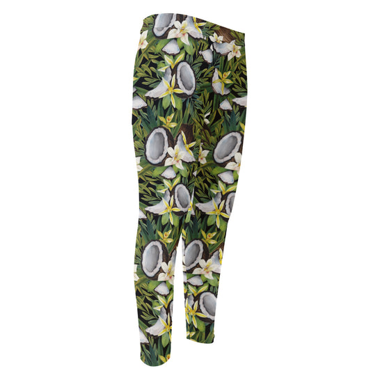 Vanilla Flower And Coconut Pattern Print Men's Compression Pants