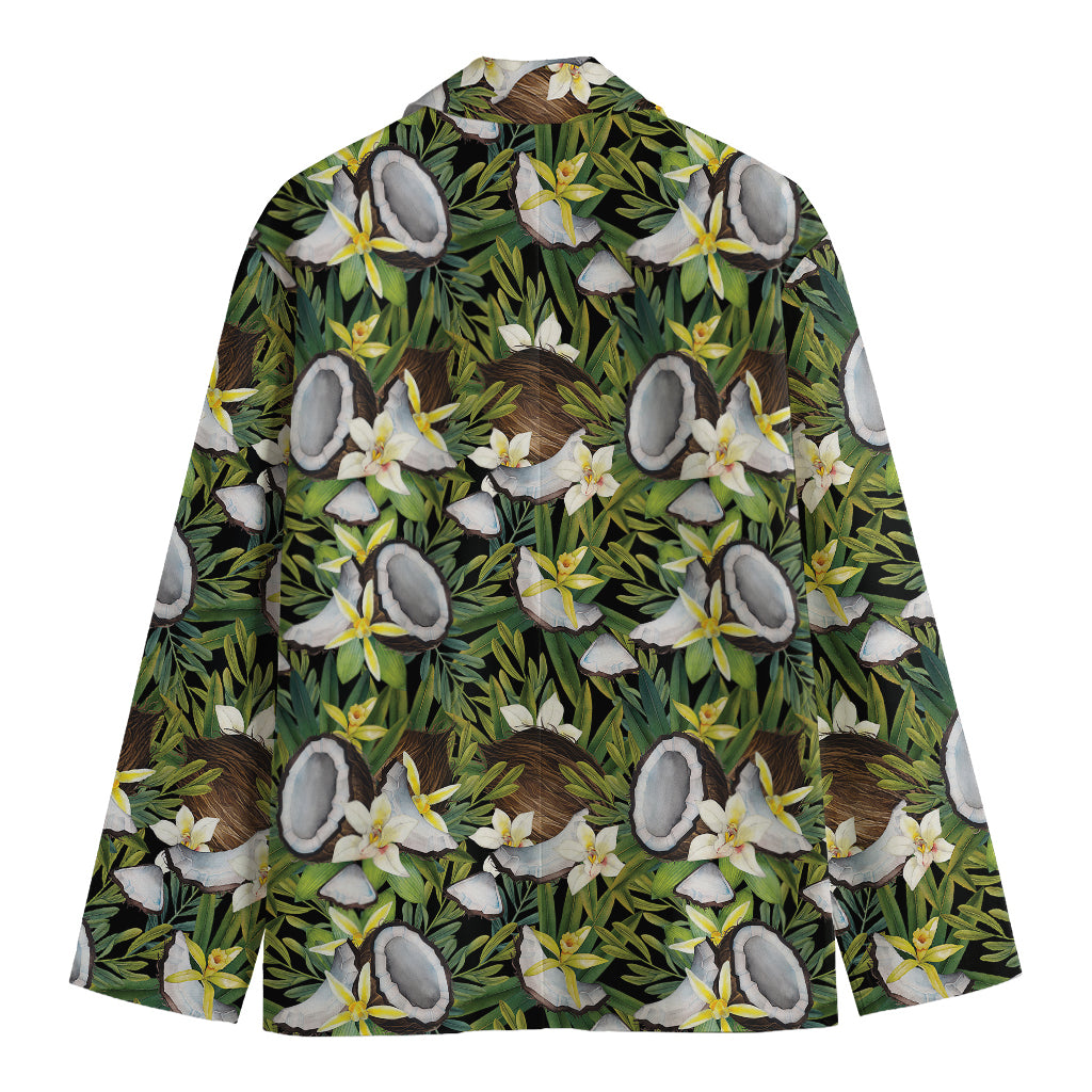 Vanilla Flower And Coconut Pattern Print Men's Cotton Blazer