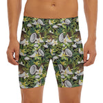 Vanilla Flower And Coconut Pattern Print Men's Long Boxer Briefs