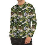 Vanilla Flower And Coconut Pattern Print Men's Long Sleeve Rash Guard