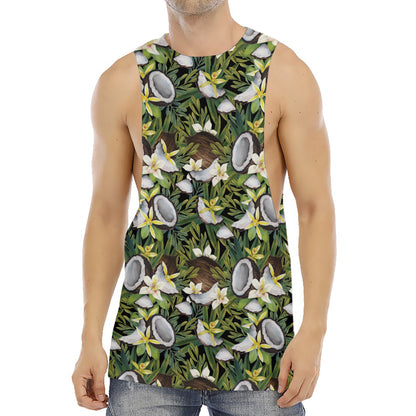 Vanilla Flower And Coconut Pattern Print Men's Muscle Tank Top