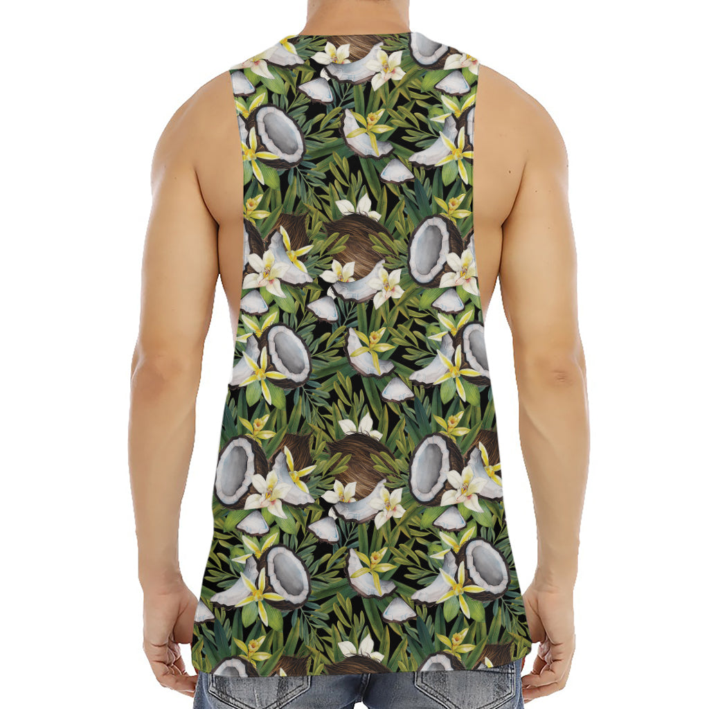 Vanilla Flower And Coconut Pattern Print Men's Muscle Tank Top
