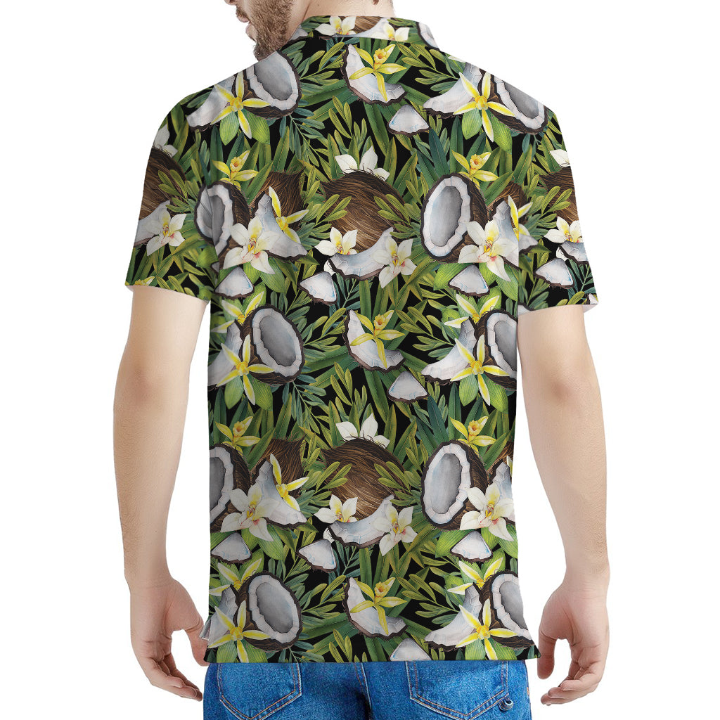 Vanilla Flower And Coconut Pattern Print Men's Polo Shirt