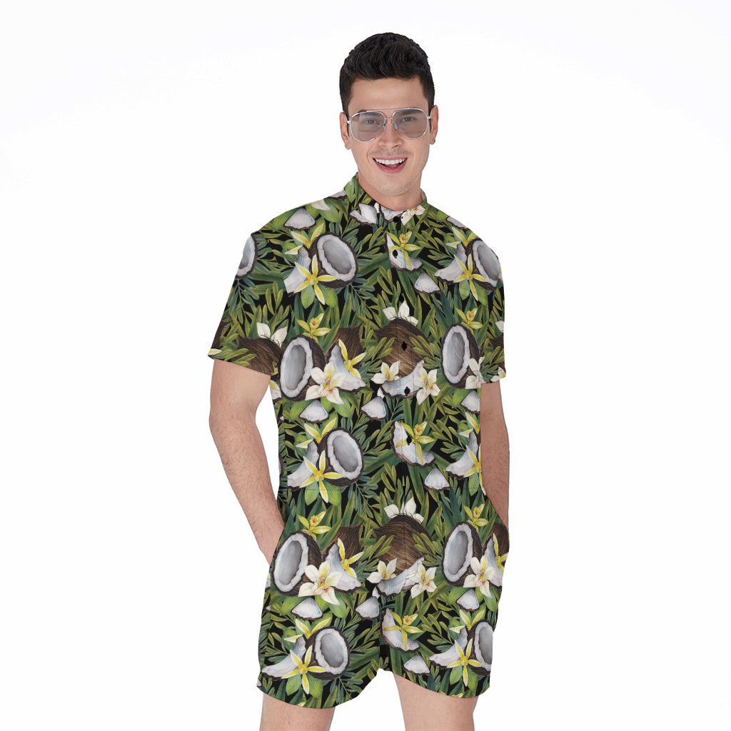 Vanilla Flower And Coconut Pattern Print Men's Rompers