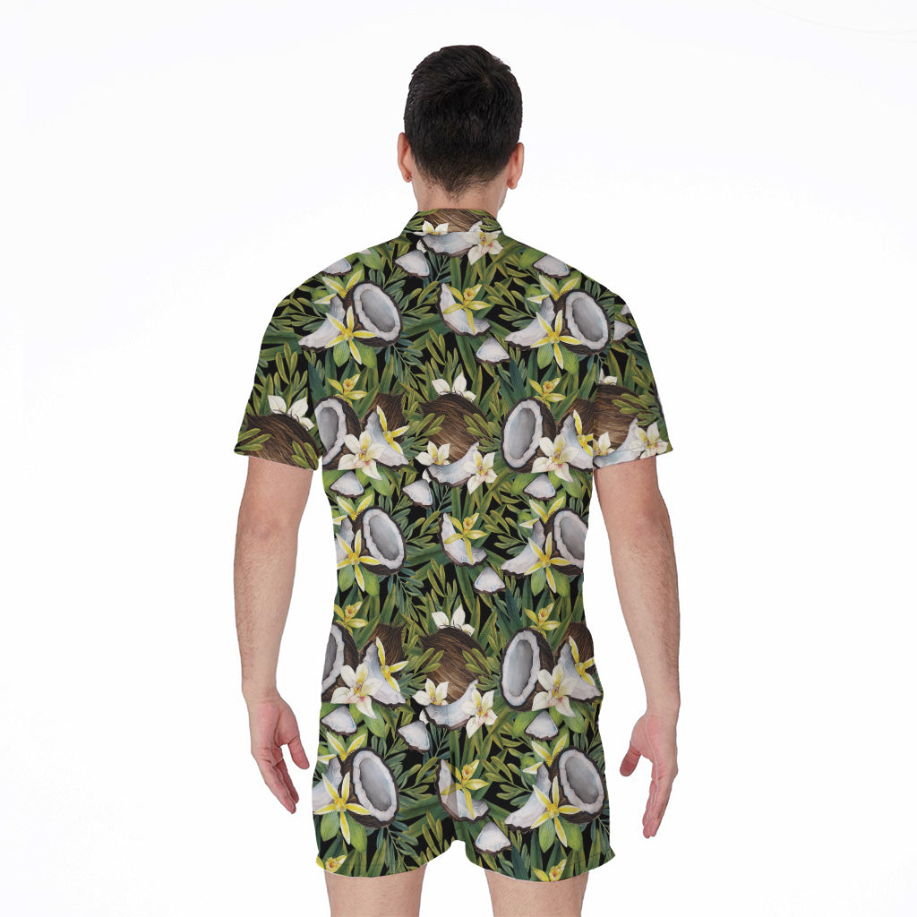 Vanilla Flower And Coconut Pattern Print Men's Rompers