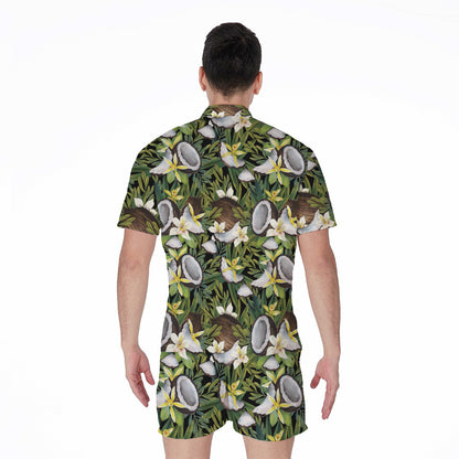Vanilla Flower And Coconut Pattern Print Men's Rompers